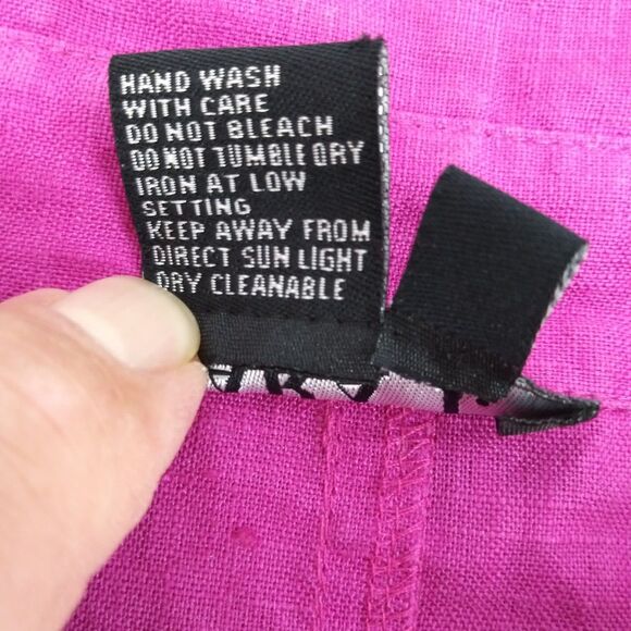 Sara I. Shirt Womens Size M Pink Pleated Front 100% Linen Button Up Top - Picture 7 of 7